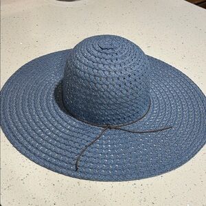Elegant Blue Wide-Brimmed Hat floppy womens straw boho coastal resort
